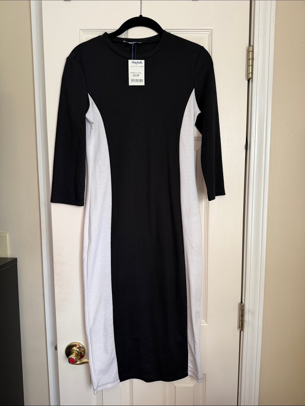 Zara Black and White Panel Midi Dress